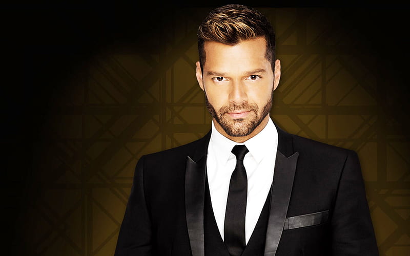 Ricky Martin, Puerto rican singer, portrait, hoot, black classic costume, handsome man, HD wallpaper