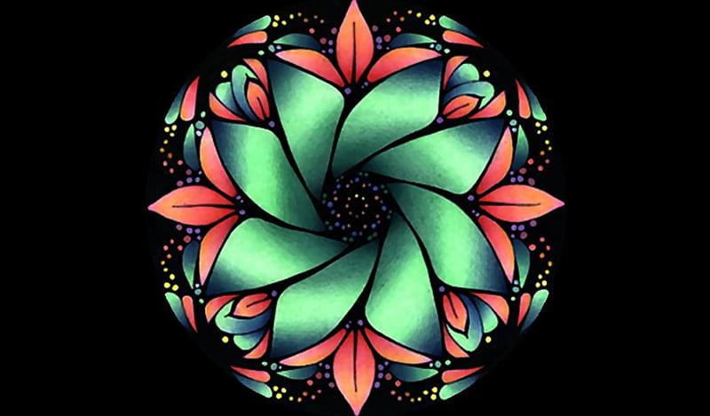 Floral Mandala 2, mandala, art, painting, wide screen, abstract, artwork, HD wallpaper