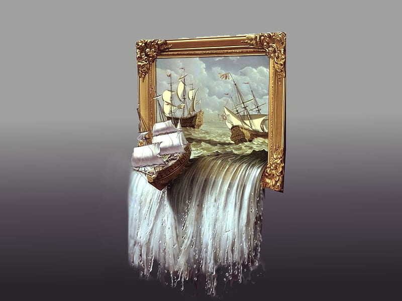 Framed Ships, Etsy, surreal creative art, the WOW factor, album, grandma gingerbread, HD wallpaper
