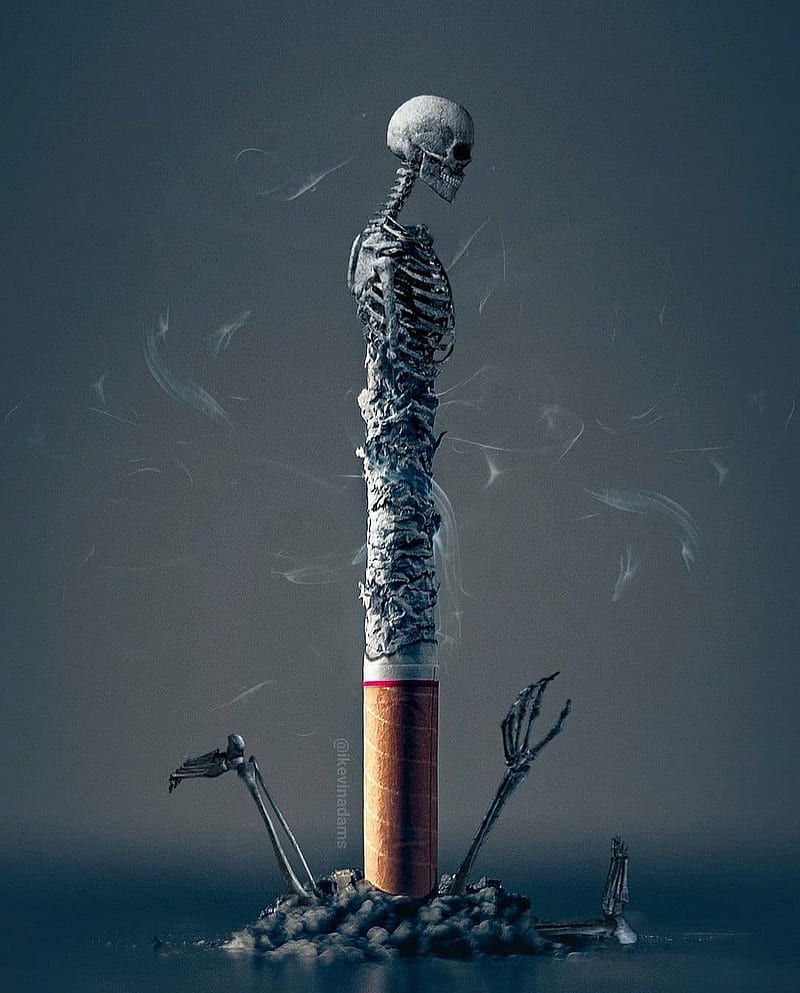 Dead smoke skeleton , dark, mood, sigarets, HD phone wallpaper