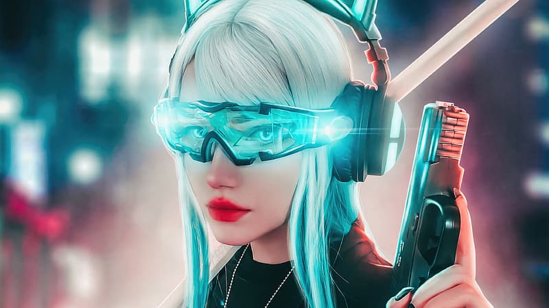 Cyber Girl Glasses , cyberpunk, scifi, artist, artwork, digital-art, artstation, HD wallpaper
