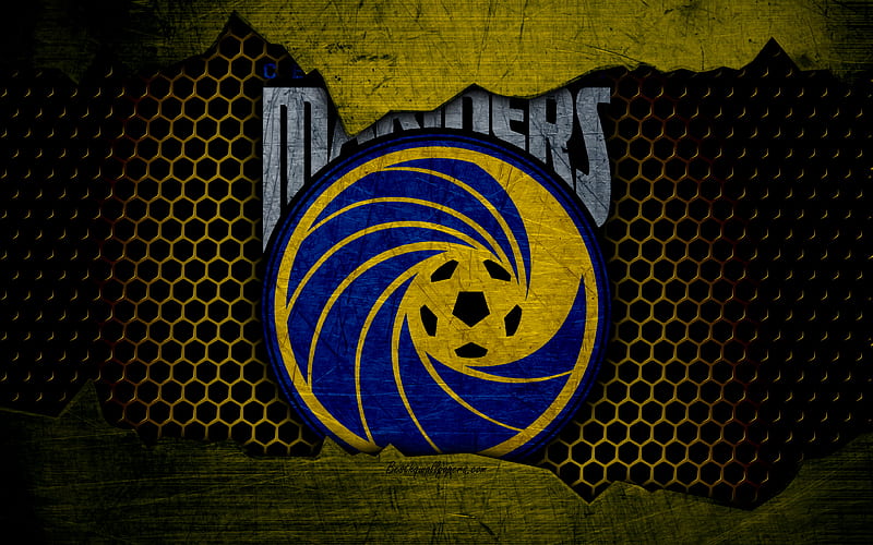 Central Coast Mariners logo, A-League, soccer, football club, Australia, grunge, metal texture, Central Coast Mariners FC, HD wallpaper
