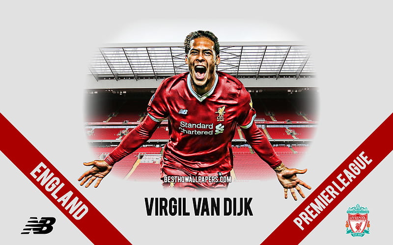 Virgil Van Dijk, Liverpool FC, Dutch football player, defender, Anfield, Premier League, England, football, HD wallpaper