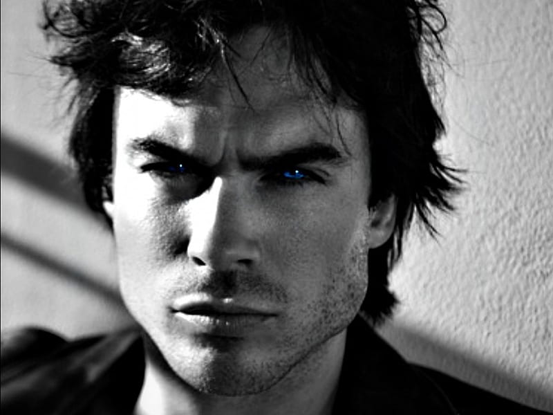 Ian Somerhalder Vampire Diaries Black Man Damon Tv Series Blue Eyes White Hd Wallpaper 2102