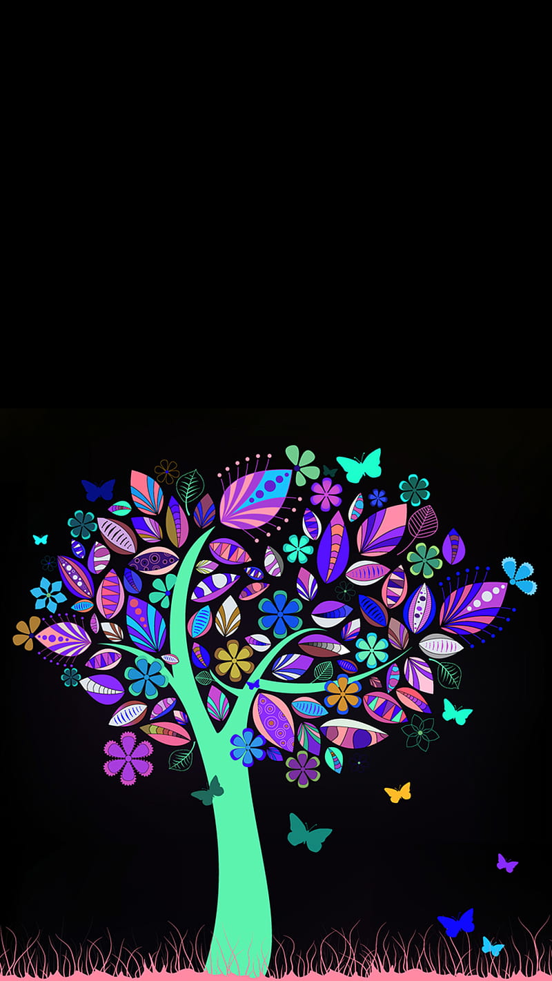 Tree, art, purple, HD phone wallpaper
