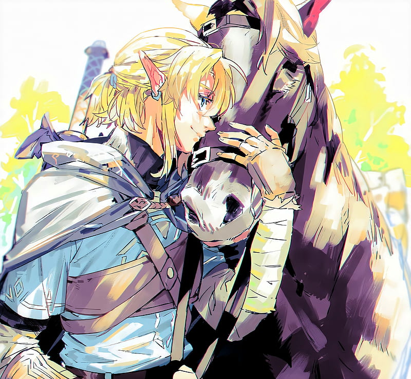 The legend of zelda , anime, botw, game, horse, link, nintendo, theme, HD wallpaper