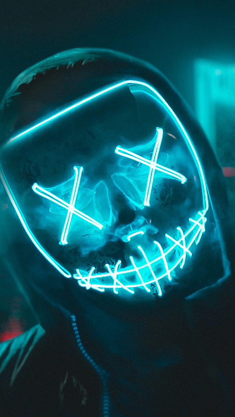 Purge LED Mask, neon, people, HD phone wallpaper