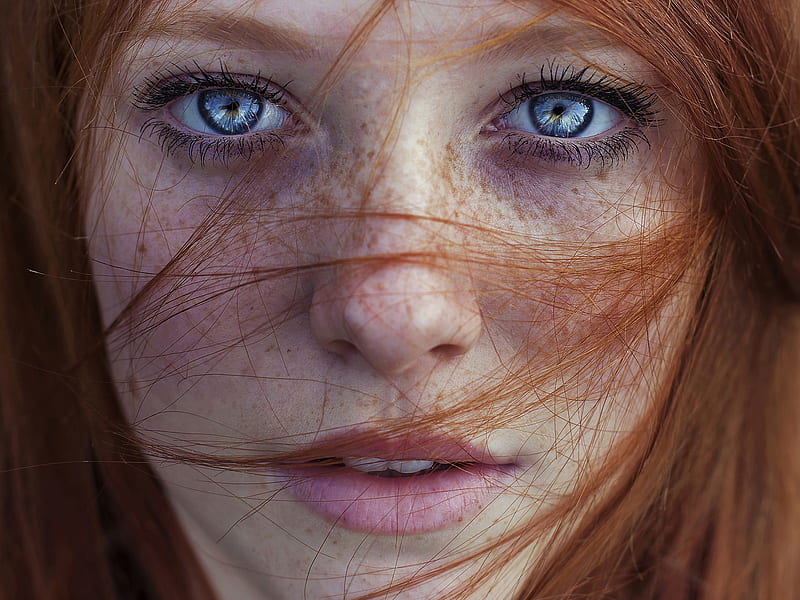 Redhead with freckles, beauty, freckles, model, Redhead, HD wallpaper