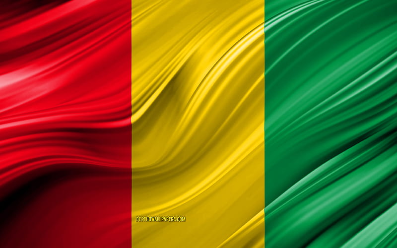 Guinea flag, African countries, 3D waves, Flag of Guinea, national symbols, Guinea 3D flag, art, Africa, Guinea, HD wallpaper