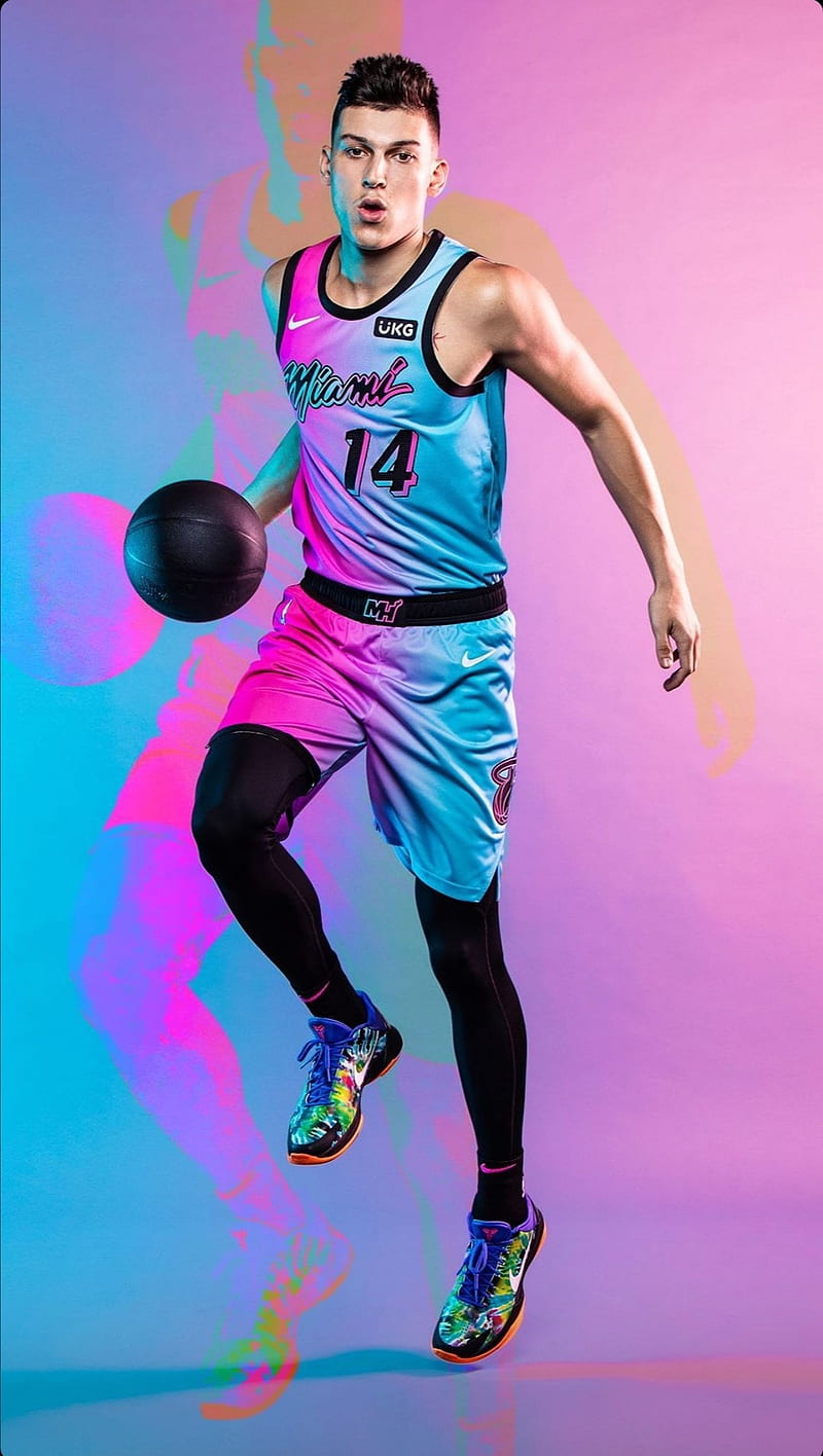 Tyler Herro Is Tapping Basketball Wearing Blue Dress HD Sports Wallpapers   HD Wallpapers  ID 38641