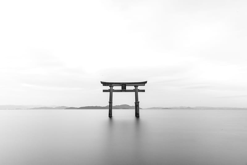 Japanese Arch, arch, black, japan, white, HD wallpaper