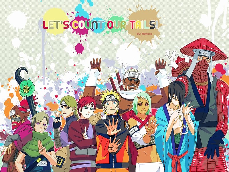 Anime, Naruto, Gaara (Naruto), Naruto Uzumaki, Fû (Naruto), Killer Bee (Naruto), Roshi (Naruto), Utakata (Naruto), Yagura (Naruto), Yugito Nii, HD wallpaper