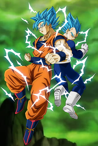 Vegeta x Goku, blue, drip, green, movie, snow, HD phone wallpaper