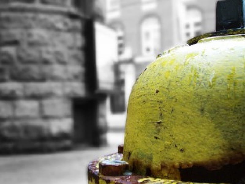 Hydrant Head, yellow, fire, sidewalk, hydrant, HD wallpaper