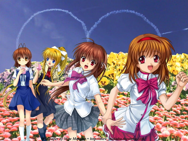 Cross Over Flowers, cute, female, group, girl, anime, flower, anime ...