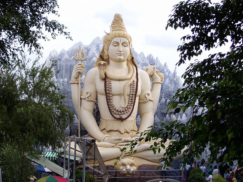Mahashivratri - Kathmandu, indian, religious, india, tree, monument, green, statue, kathmandu, lord shiva, Mahashivratri, white, HD wallpaper