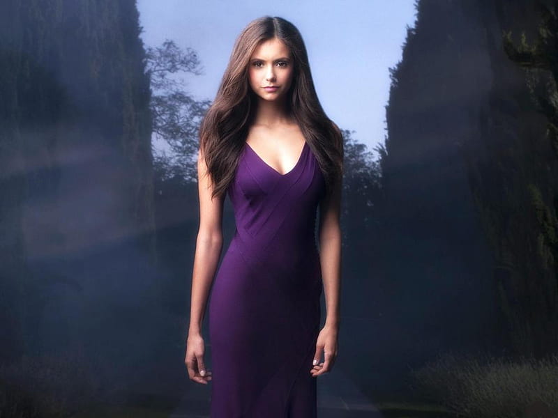 Nina-Dobrev, dress, purple, model, people, lady, women, HD wallpaper ...