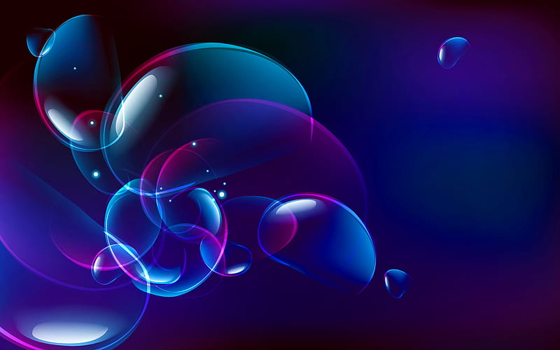 Beauty of bubbles, clear, air, bubbles, floating, pink, blue, light, HD wallpaper