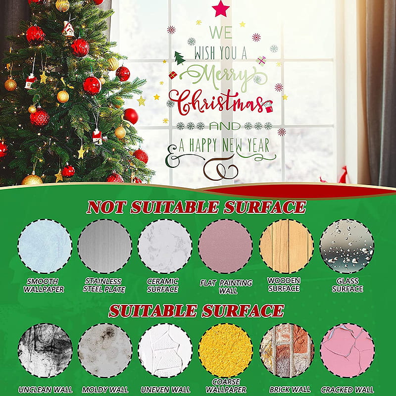 Buy Christmas Decal Stickers New Year Happy Christmas Believe Quotes Wall Decals Reindeer Christmas Tree Vinyl Wall Art Decals Decor Removable Modern for Christmas Party Supplies Home Window Decor Online at Lowest, HD phone wallpaper