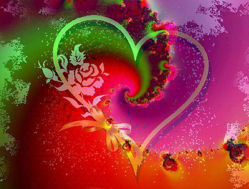 Heart of Colors, colors, purple, abstract, heart, HD wallpaper | Peakpx