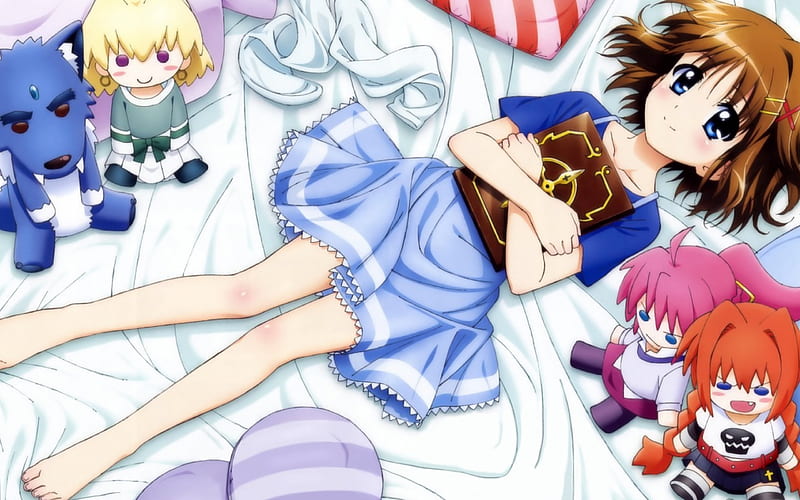 @nime Girl, cute, in bed, girl, anime, HD wallpaper