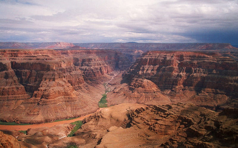 Grand Canyon, Colorado River, Colorado, rock, shadow, sky, clouds, canyon, mountain, colorado, water, day, nature, river, HD wallpaper