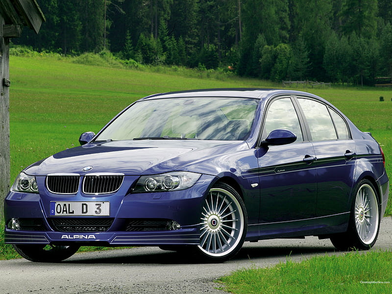 BMW D3, tint, alloys, grass, blue, HD wallpaper