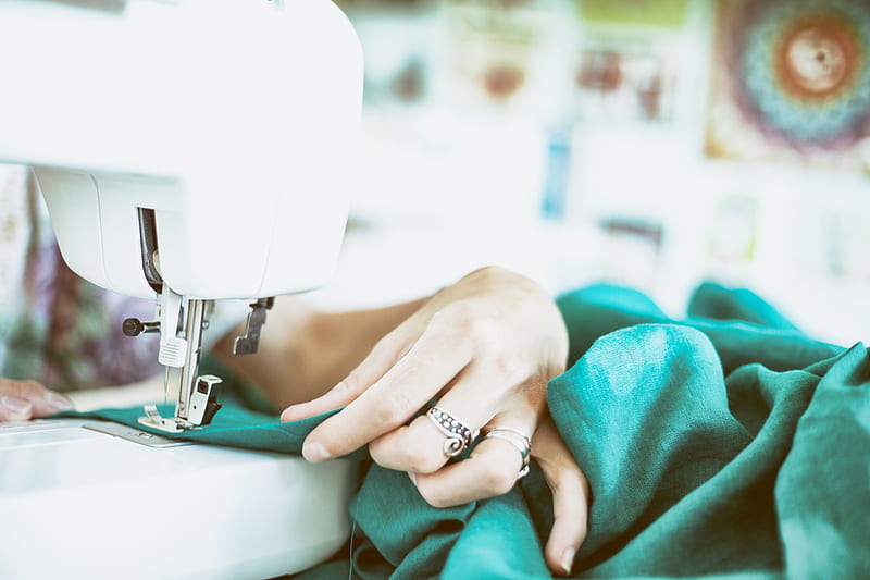 Person sewing green textile using white electric sewing machine, HD  wallpaper | Peakpx