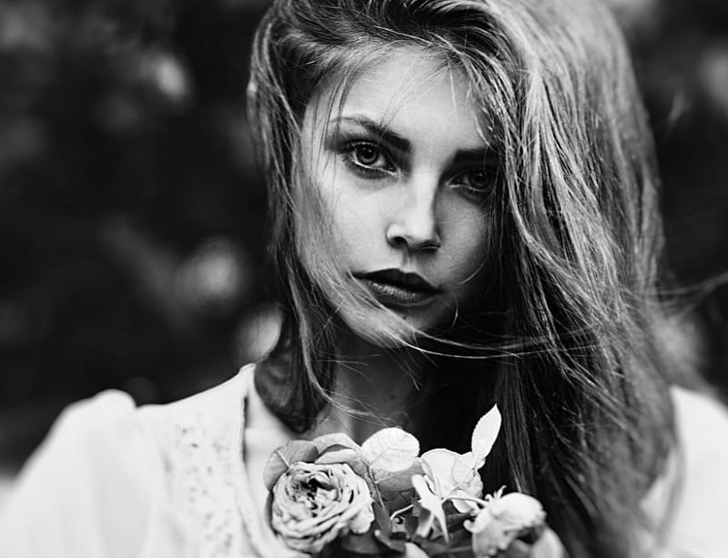 Past is Past, flower, black, roses, white, woman, HD wallpaper | Peakpx