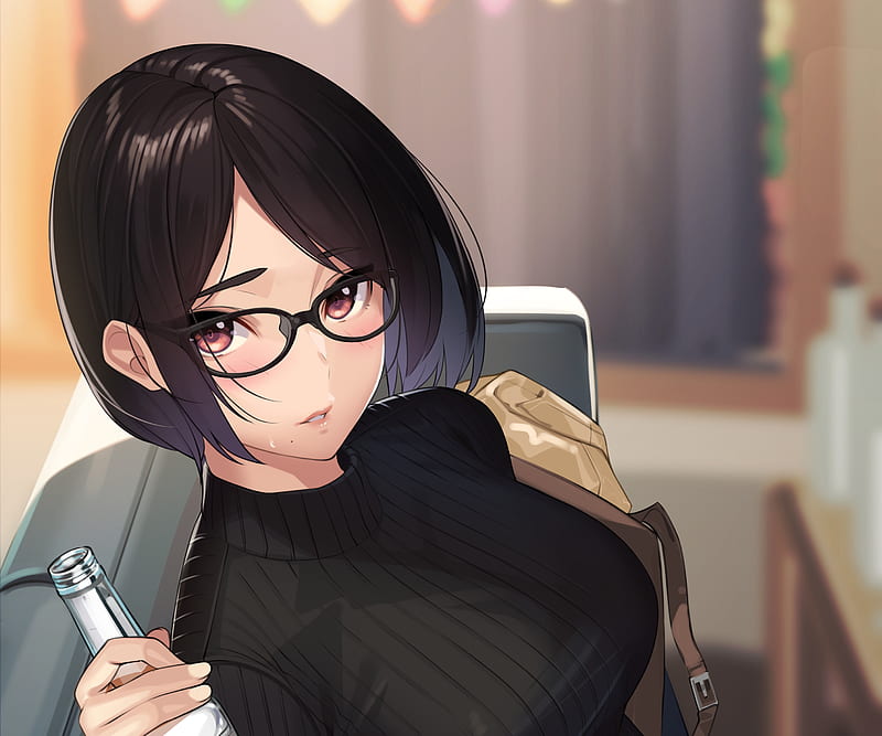 Anime, Girl, Short Hair, Glasses, HD wallpaper | Peakpx