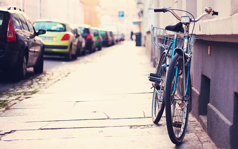lonely bicycle-City landscape, HD wallpaper