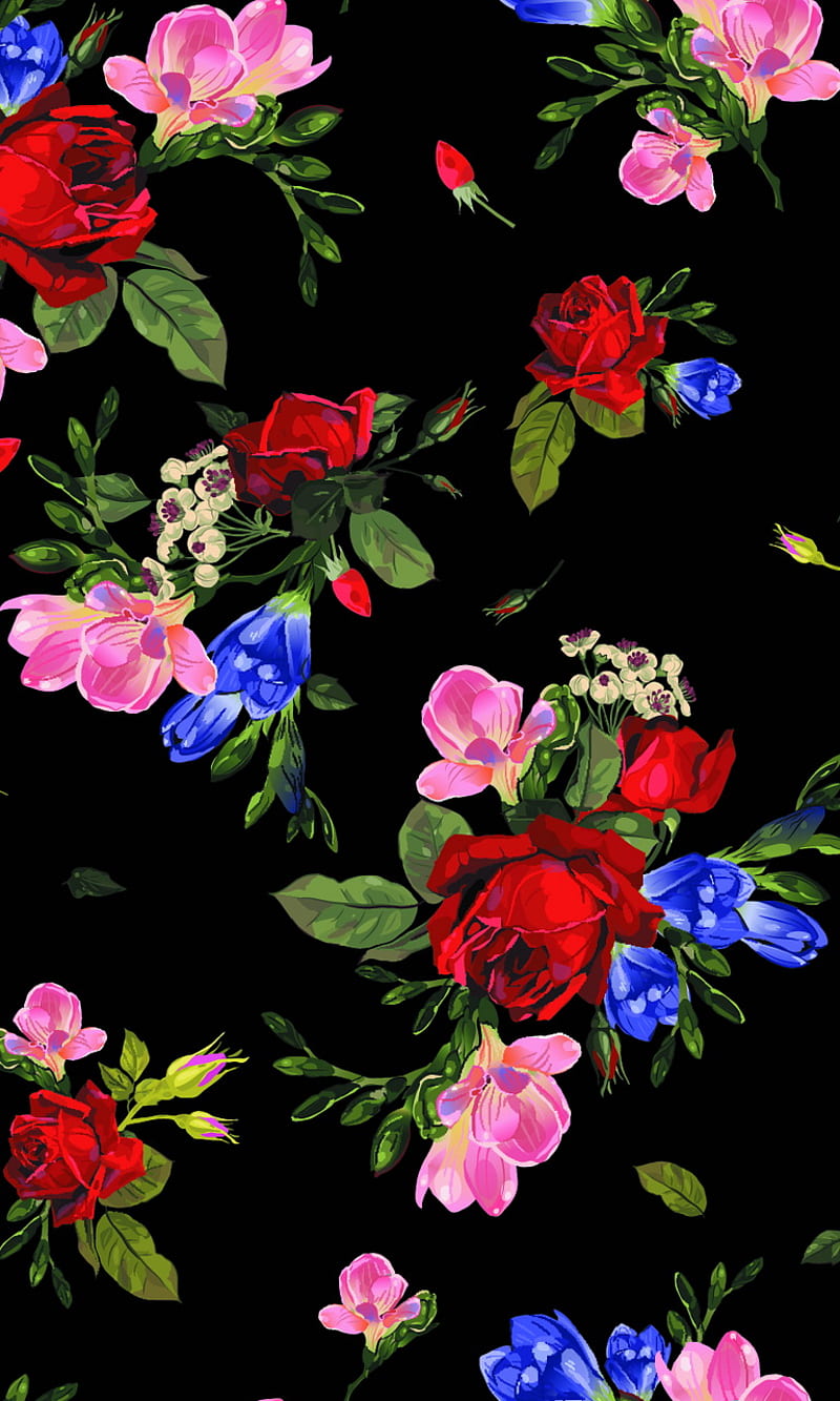 Roses, abstract, floral, flowers, pattern, vector, HD phone wallpaper