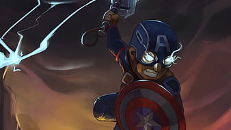 Captain America New Hammer, captain-america, superheroes, artwork, artstation, HD wallpaper