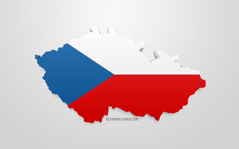 Silhouette of the Czech Republic, 3d flag of Czech Republic, 3d art, Czech Republic flag, Europe, Czech Republic, geography, 3d silhouette, HD wallpaper