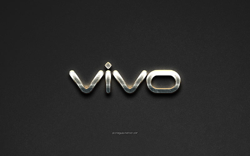 Vivo logo, steel logo, Vivo Communication Technology, Vivo smartphones, brands, steel art, gray stone background, creative art, Vivo, emblems, HD wallpaper