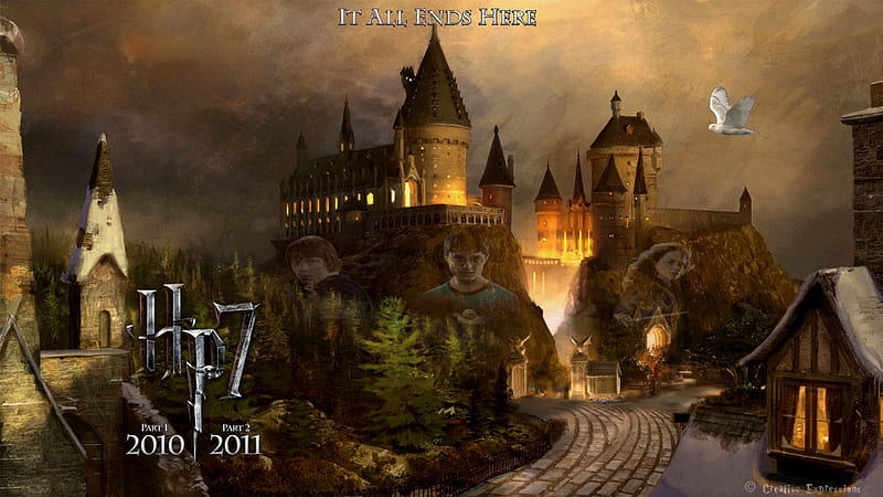 HP 7 Hogwart's Last Stand, digital, art, harry potter, hogwarts castle, HD wallpaper