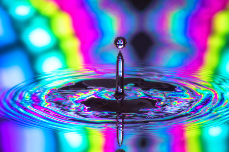 drop, circles, splash, colorful, HD wallpaper