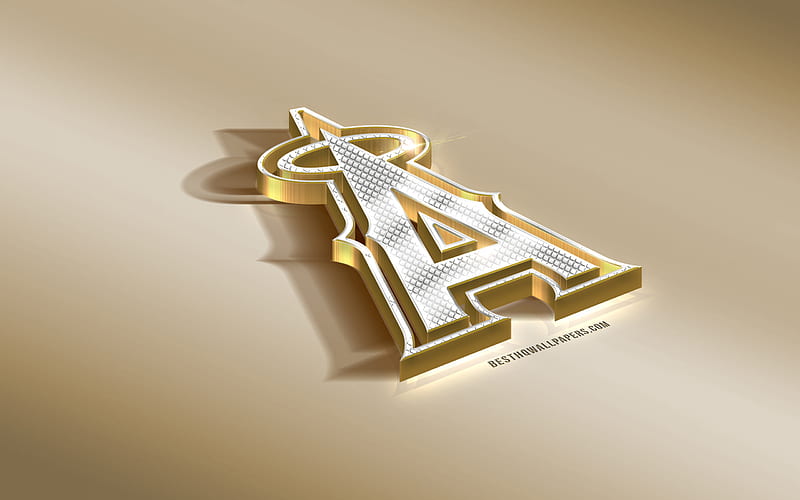 Los Angeles Angels, American baseball club, MLB, Golden Silver logo, Anaheim, California, USA, Major League Baseball, 3d golden emblem, creative 3d art, baseball, HD wallpaper