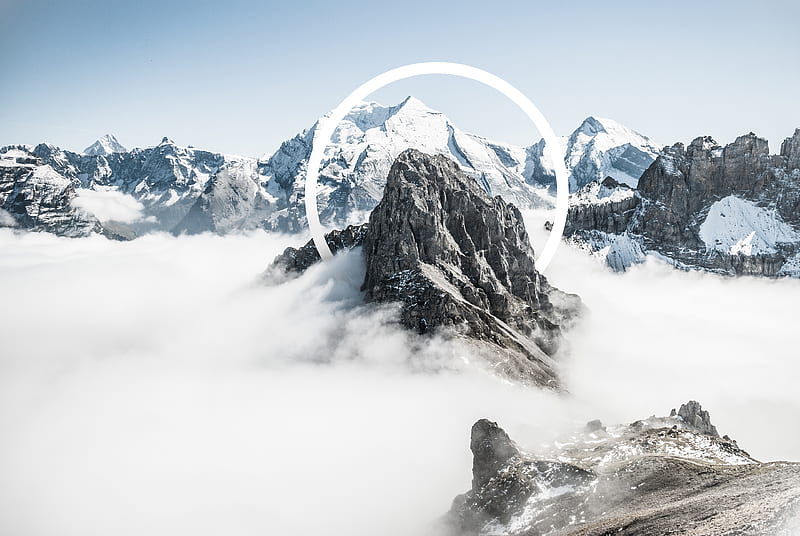 Snowy Mountains Abstract, abstract, mountains, snow, behance, HD wallpaper