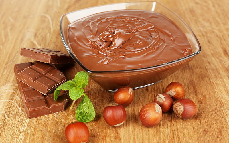 sweets, hazelnuts, melted chocolate, chocolates, HD wallpaper