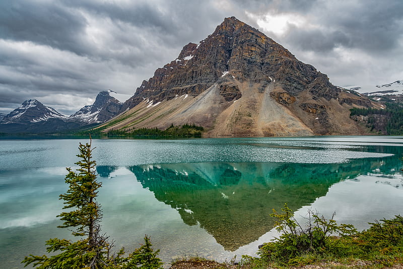 mountain, peak, lake, reflection, rocks, HD wallpaper