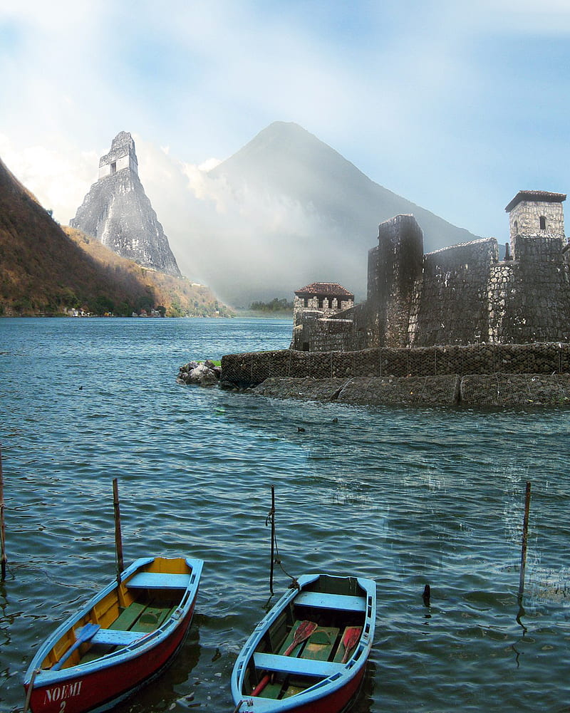 Guatemala, blue, landscape, mountain, water, HD phone wallpaper