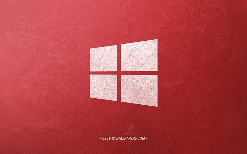 Windows 10, logo, red retro background, emblem, retro style, Windows, retro art, HD wallpaper