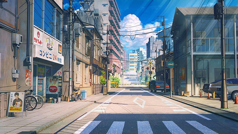 Anime City, Japan Suburbs, HD wallpaper
