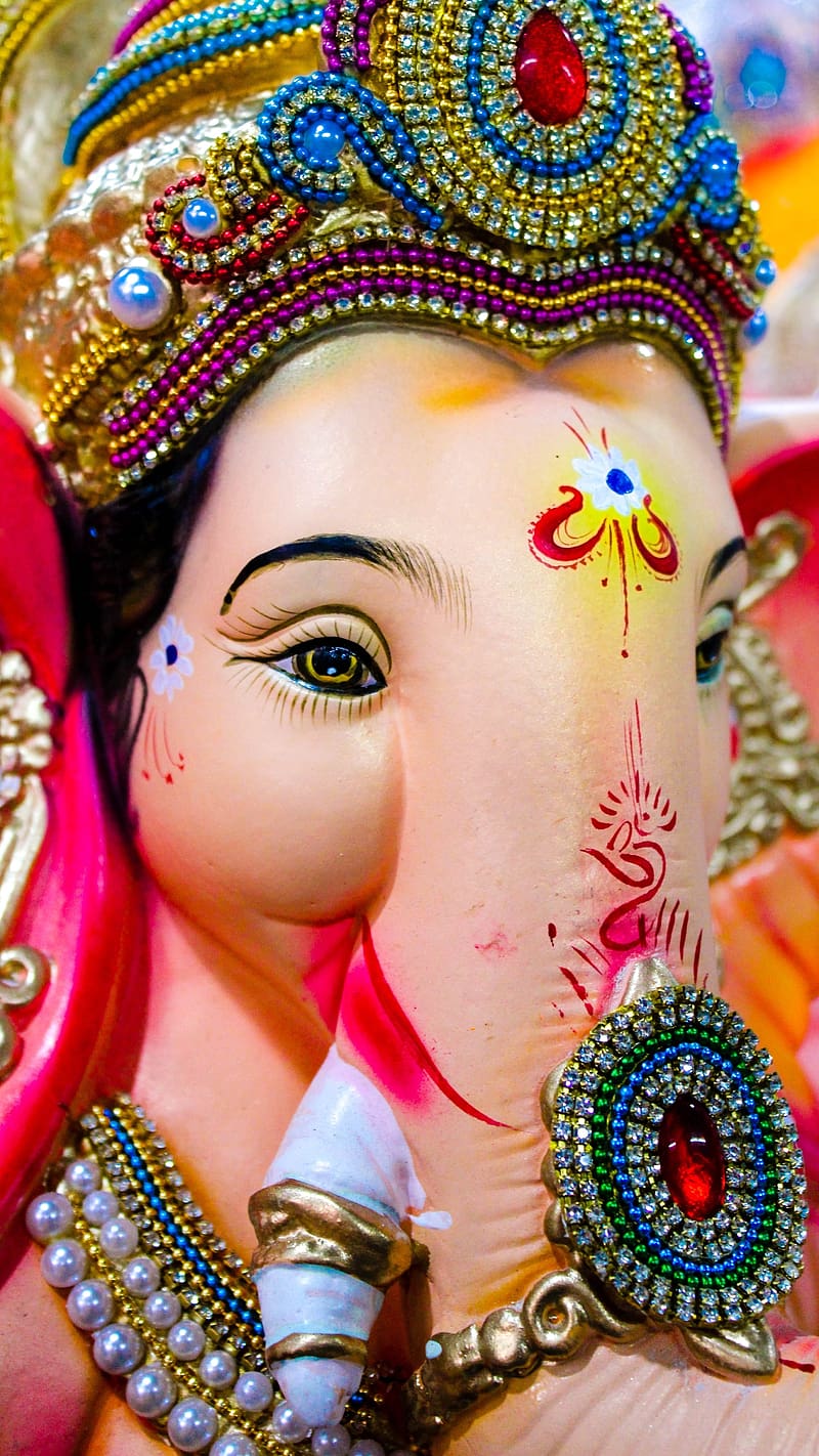 Ganapathi , Lord Ganesha Face Closeup, god, ganpati bappa, HD phone wallpaper