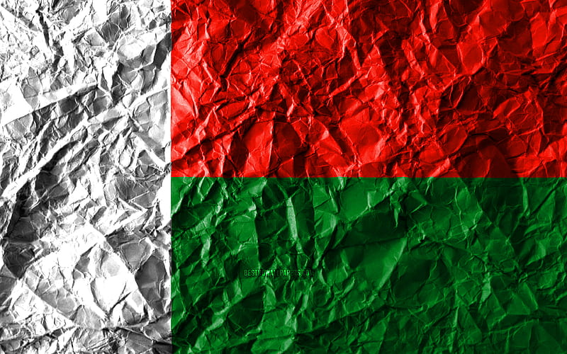 Madagascar flag crumpled paper, African countries, creative, Flag of Madagascar, national symbols, Africa, Madagascar 3D flag, Madagascar, HD wallpaper