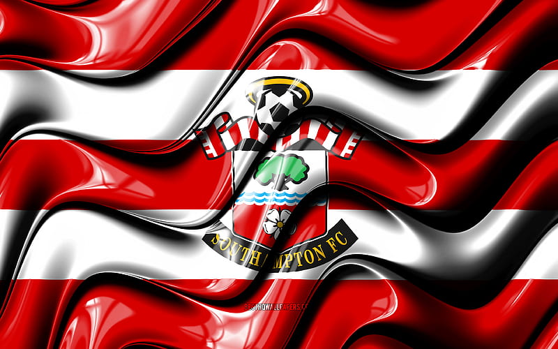 Southampton FC flag, , red and white 3D waves, Premier League, english football club, football, Southampton FC logo, Southampton FC, soccer, HD wallpaper