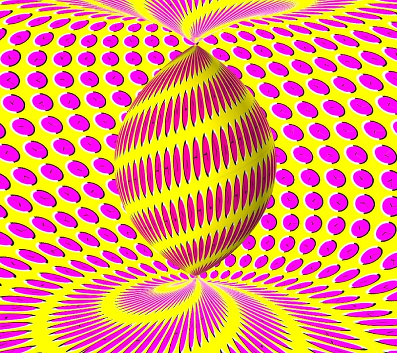 Twist clock illusion, colors, pink, yellow, HD wallpaper