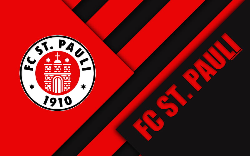 FC St Pauli, logo German football club, material design, red black abstraction, Hamburg, Germany, Bundesliga 2, football, HD wallpaper
