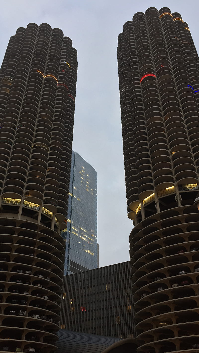 Marina Towers, building, chicago, city, illinois, marina, skyscraper, towers, HD phone wallpaper